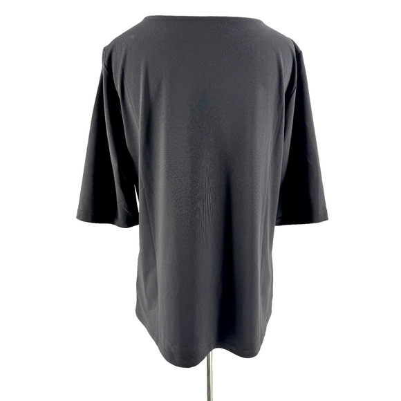 Susan Graver Essentials Black Butterknit Elbow Sleeve Bateau Neck Top Size Small - Picture 3 of 6